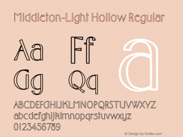 Middleton-Light Hollow Regular Unknown Font Sample