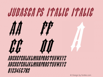 JudasCaps Italic Italic Unknown Font Sample