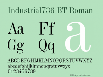 Industrial736 BT Roman Version 2.001 mfgpctt 4.4 Font Sample