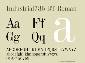 Industrial736 BT Roman mfgpctt-v1.52 Monday, January 25, 1993 3:17:44 pm (EST) Font Sample