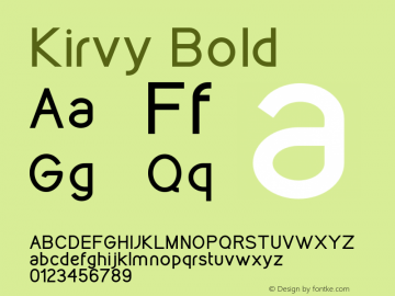 Kirvy Bold Version 001.000 Font Sample