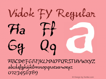 Vidok FY Regular Version 1.000 Font Sample