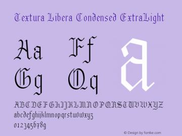 Textura Libera Condensed ExtraLight Version 0.2.0 Font Sample