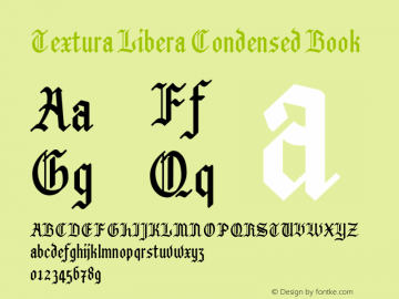 Textura Libera Condensed Book Version 0.2.1 Font Sample