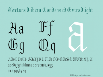 Textura Libera Condensed ExtraLight Version 0.2.1 Font Sample