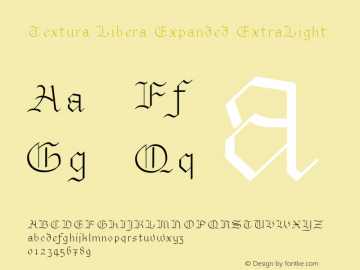 Textura Libera Expanded ExtraLight Version 0.2.0 Font Sample