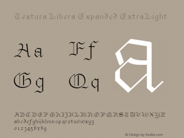 Textura Libera Expanded ExtraLight Version 0.2.1 Font Sample