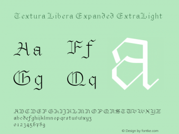 Textura Libera Expanded ExtraLight Version 0.2.2 Font Sample