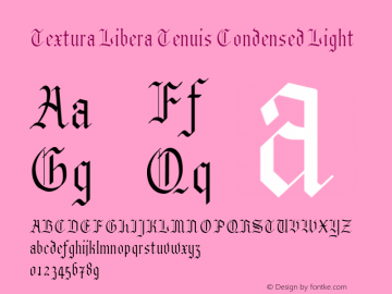 Textura Libera Tenuis Condensed Light Version 0.2.1 Font Sample