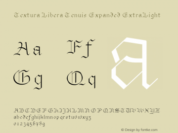 Textura Libera Tenuis Expanded ExtraLight Version 0.2.2 Font Sample