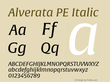 Alverata PE Italic Version 1.001图片样张