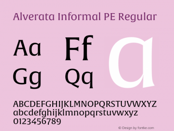 Alverata Informal PE Regular Version 1.000 Font Sample