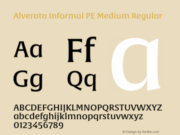 Alverata Informal PE Medium Regular Version 1.000 Font Sample