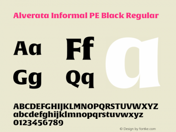 Alverata Informal PE Black Regular Version 1.000 Font Sample