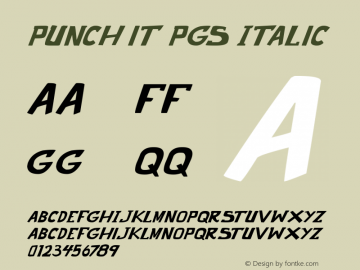 punch it PGS Italic Version 1.00 March 30, 2014, initial release图片样张