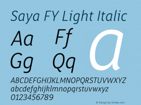 Saya FY Light Italic Version 1.001 Font Sample