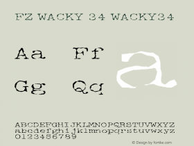 FZ WACKY 34 WACKY34 Version 1.000 Font Sample