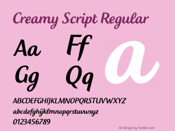 Creamy Script Regular Version 1.100 Font Sample