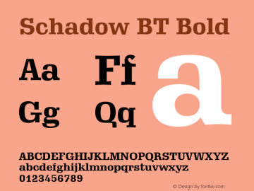 Schadow BT Bold Version 1.01 emb4-OT Font Sample