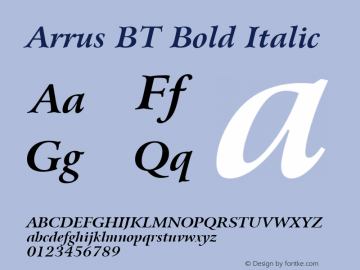 Arrus BT Bold Italic mfgpctt-v4.4 Jan 4 1999图片样张