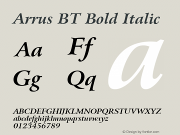 Arrus BT Bold Italic Version 2.001 mfgpctt 4.4图片样张
