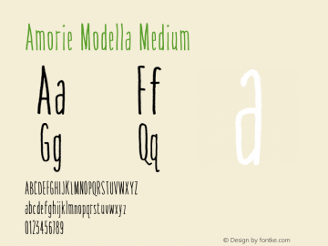 Amorie Modella Medium Version 1.000 Font Sample