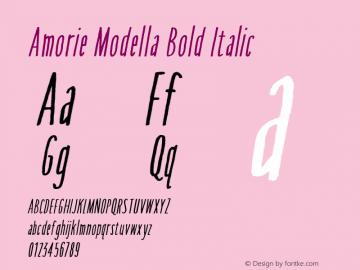 Amorie Modella Bold Italic Version 1.000 Font Sample