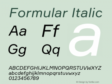 Formular Italic Version 1.000 Font Sample