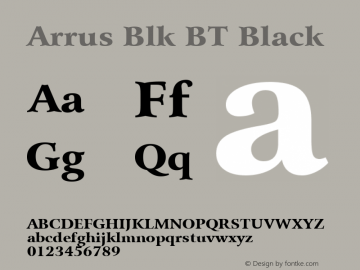 Arrus Blk BT Black mfgpctt-v4.4 Jan 4 1999 Font Sample