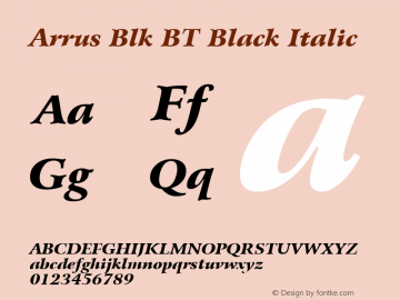 Arrus Blk BT Black Italic mfgpctt-v1.57 Friday, February 19, 1993 3:26:12 pm (EST)图片样张