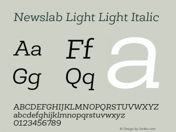 Newslab Light Light Italic Version 001.000 Font Sample