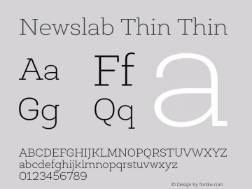 Newslab Thin Thin Version 001.000 Font Sample