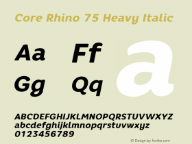 Core Rhino 75 Heavy Italic Version 1.000 Font Sample