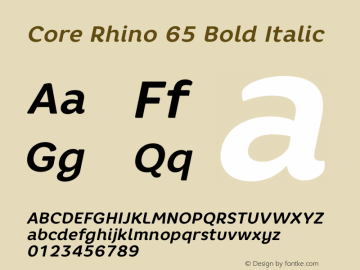 Core Rhino 65 Bold Italic Version 1.000图片样张