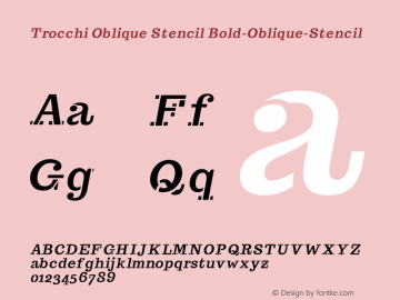 Trocchi Oblique Stencil Bold-Oblique-Stencil Version 1.000;PS (version unavailable);hotconv 1.0.57;makeotf.lib2.0.21895 DEVELOPMENT Font Sample