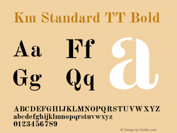 Km Standard TT Bold Version 2.0.2 Font Sample