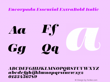 Encorpada Essential ExtraBold Italic Version 1.000 Font Sample