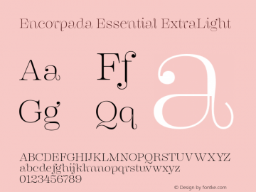 Encorpada Essential ExtraLight Version 1.000 Font Sample