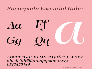 Encorpada Essential Italic Version 1.000 Font Sample