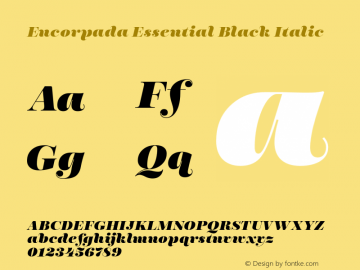 Encorpada Essential Black Italic Version 1.000 Font Sample