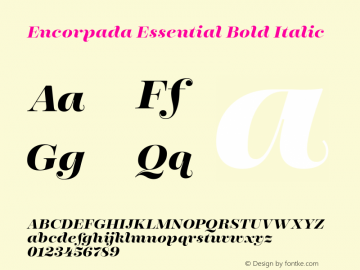 Encorpada Essential Bold Italic Version 1.000 Font Sample