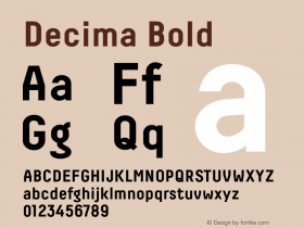 Decima Bold Version 1.000 2008 initial release Font Sample
