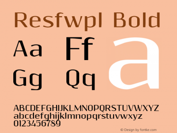Resfwpl Bold Version 0.9995 Font Sample