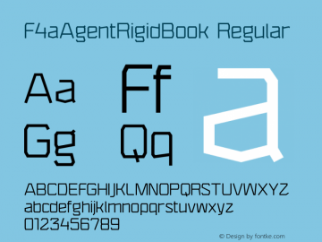 F4aAgentRigidBook Regular Version 1.0 Font Sample