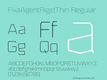 F4aAgentRigidThin Regular Version 1.0 Font Sample
