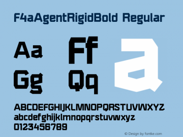 F4aAgentRigidBold Regular Version 1.0 Font Sample