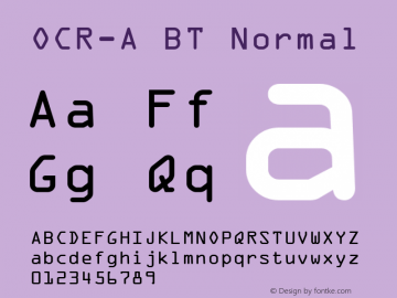 OCR-A BT Normal 1.0 Wed Apr 17 17:11:04 1996图片样张