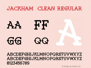 Jackham  Clean Regular Version 1.000;PS 001.001;hotconv 1.0.56 Font Sample