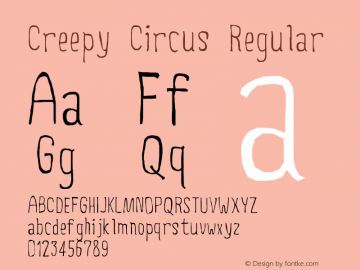 Creepy Circus Regular Version 1.00 May 12, 2014, initial release Font Sample