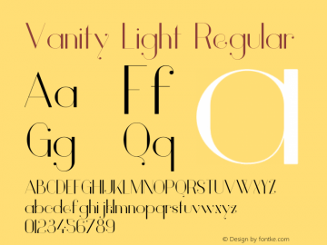 Vanity Light Regular Version 1.000;PS 001.001;hotconv 1.0.56图片样张